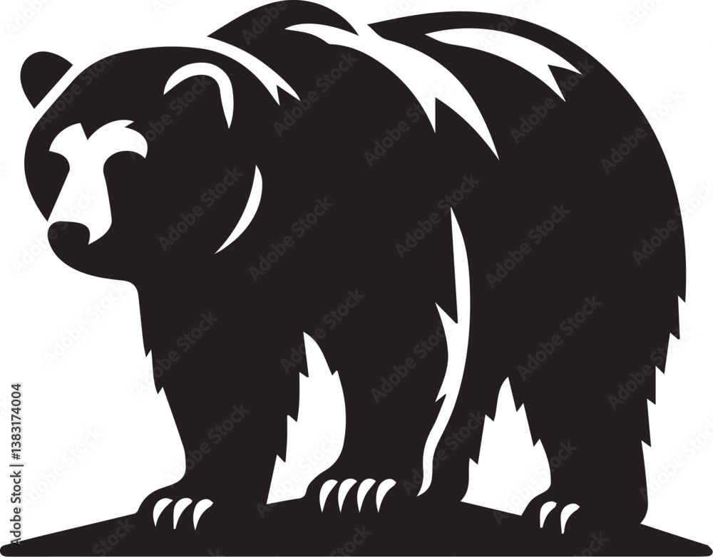 Fototapeta premium Bear bear silhouette flat vector icon