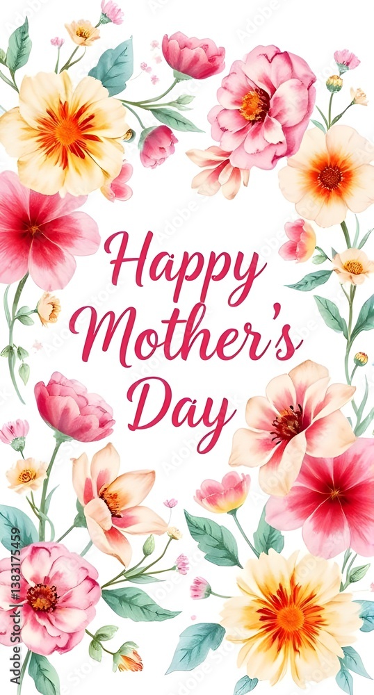 Romantic Floral Mother's Day Message with Soft Petals and Warm Colors Romantic Floral Mother's Day Message with Soft Petals and Warm Colors