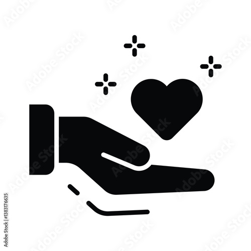 Hand giving love icon amazingly designed in glyph style