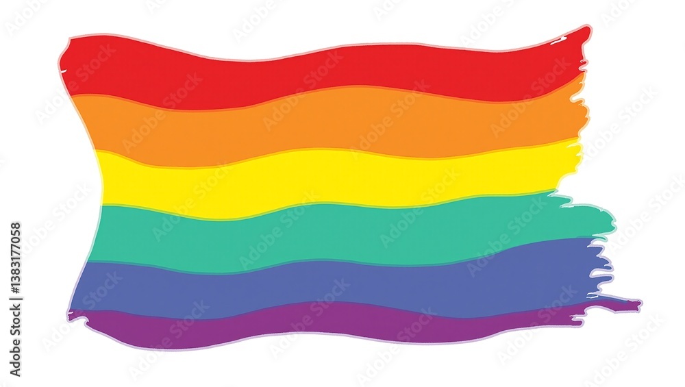 Obraz premium Vibrant pride flag in flat bold colors on a minimalist white background Modern and stylish LGBTQ concept