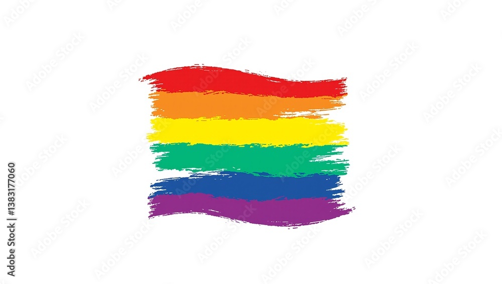 Obraz premium Vibrant pride flag in flat bold colors on a minimalist white background Modern and stylish LGBTQ concept