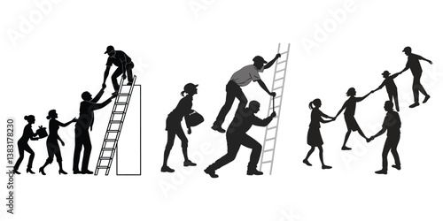 silhouette team building and more on white background