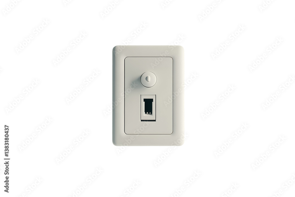 A clean wall with a white Ethernet jack and toggle switch in a modern interior space A clean wall with a white Ethernet jack and toggle switch in a modern interior space