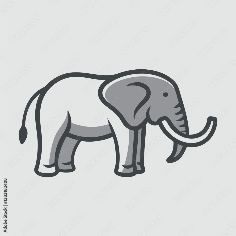 Obraz premium Elephant Illustration Side View of an Elephant with Large Tusks