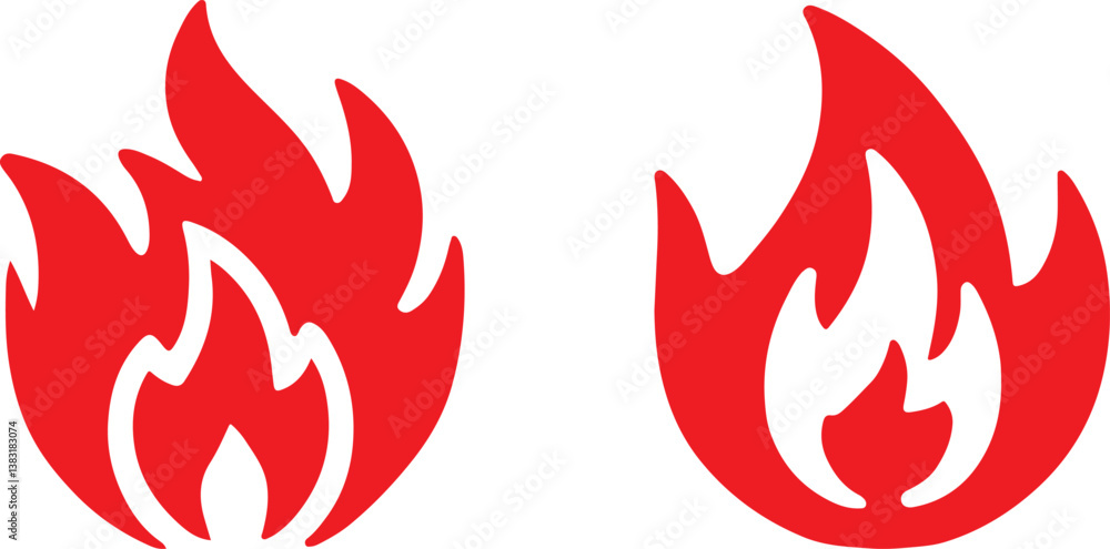 Fototapeta premium Fire icon silhouette vector set