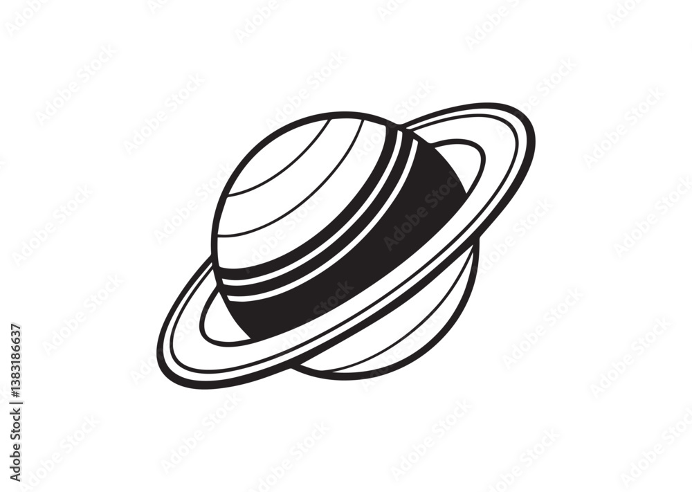 Planet Saturn with planetary ring vector cosmos and planet silhouette Vector Planet Saturn with planetary ring vector cosmos and planet silhouette Vector