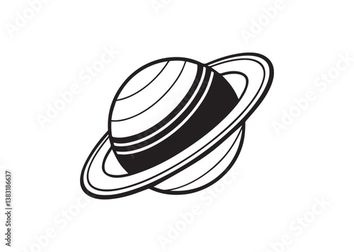 Planet Saturn with planetary ring vector cosmos and planet silhouette Vector