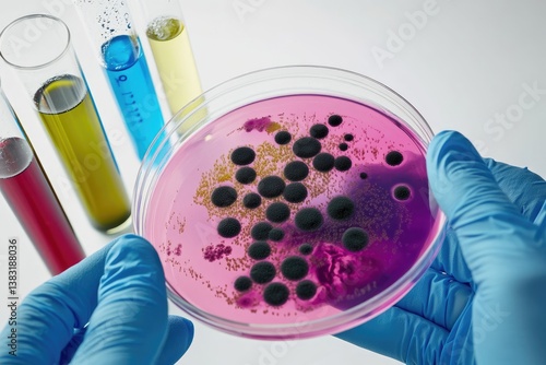 Petri dish with bacterial cultures