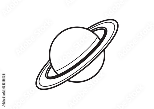 Planet Saturn with planetary ring vector cosmos and planet silhouette Vector