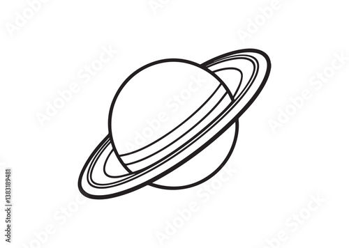 Planet Saturn with planetary ring vector cosmos and planet silhouette Vector