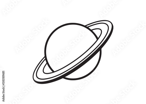 Planet Saturn with planetary ring vector cosmos and planet silhouette Vector