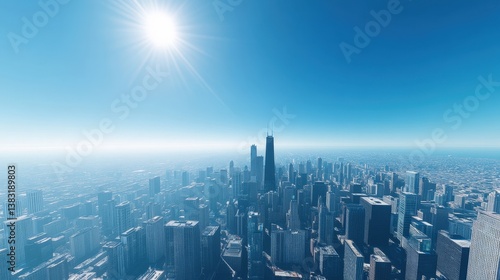 Wallpaper Mural Wide view of Chicago skyline under a clear blue sky, daytime brilliance Torontodigital.ca