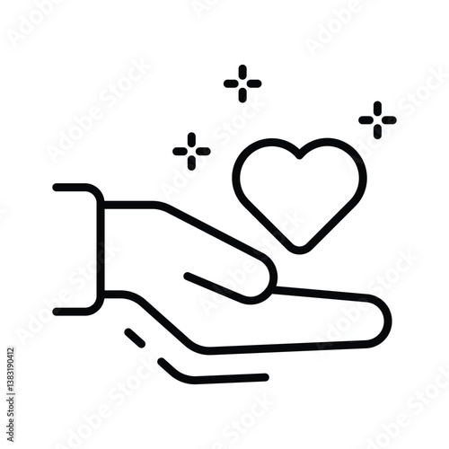 Hand giving love icon amazingly designed in outline style