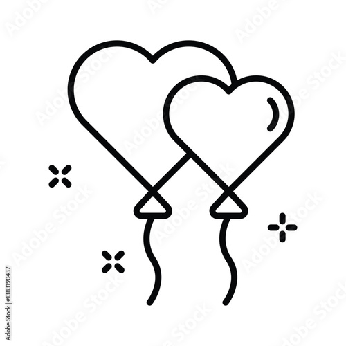 Grab this handy outline icon depicting flying heart balloons