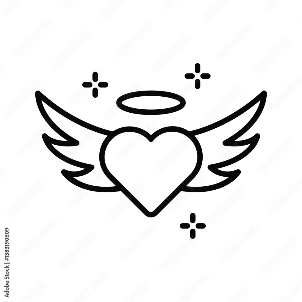 Fototapeta premium Creatively designed line icon of angel love wings