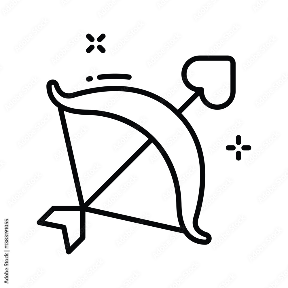A captivating outline style icon of cupid bow arrow A captivating outline style icon of cupid bow arrow