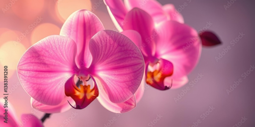 Beautiful Pink Orchid Flowers Close Up Soft Focus Bokeh Background Beautiful Pink Orchid Flowers Close Up Soft Focus Bokeh Background