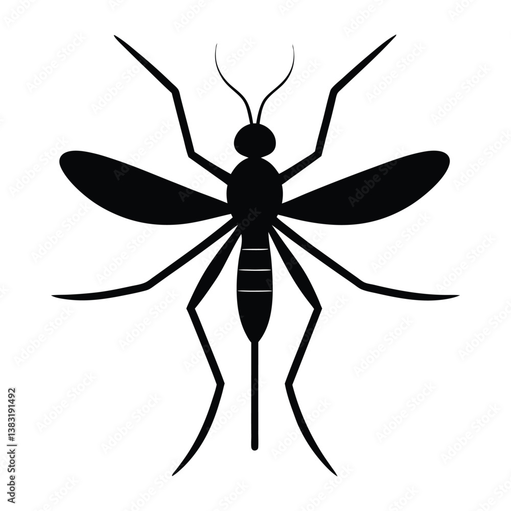 Black silhouette Mosquito with no background Black silhouette Mosquito with no background