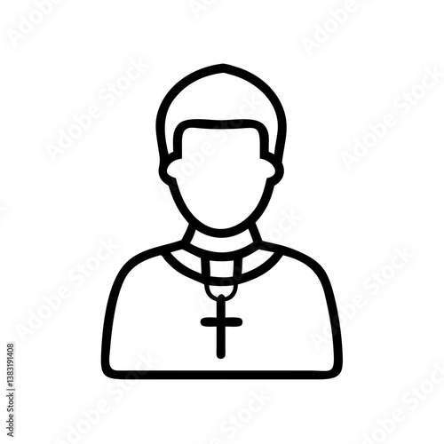 Priest Icon with Cross Symbol in Minimalist Style  