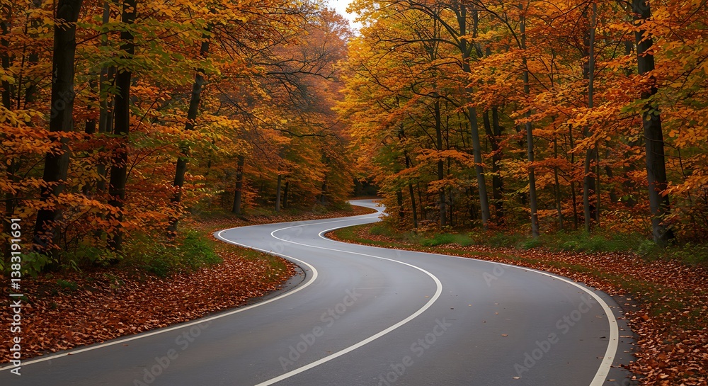 Fototapeta premium Autumn's Winding Embrace AI Generated