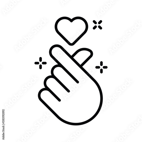 A well crafted line icon showing mini love gesture