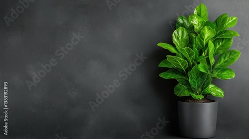 Elegant matte concrete wall with soft gray texture and vibrant green plant decor
