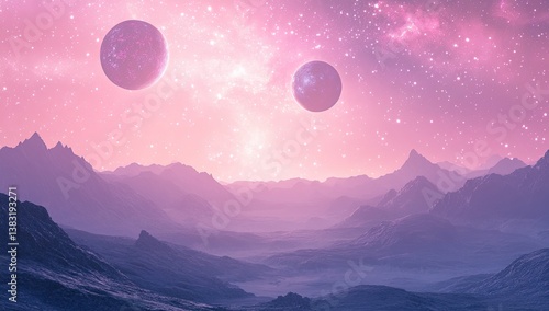 Alien landscape with planets