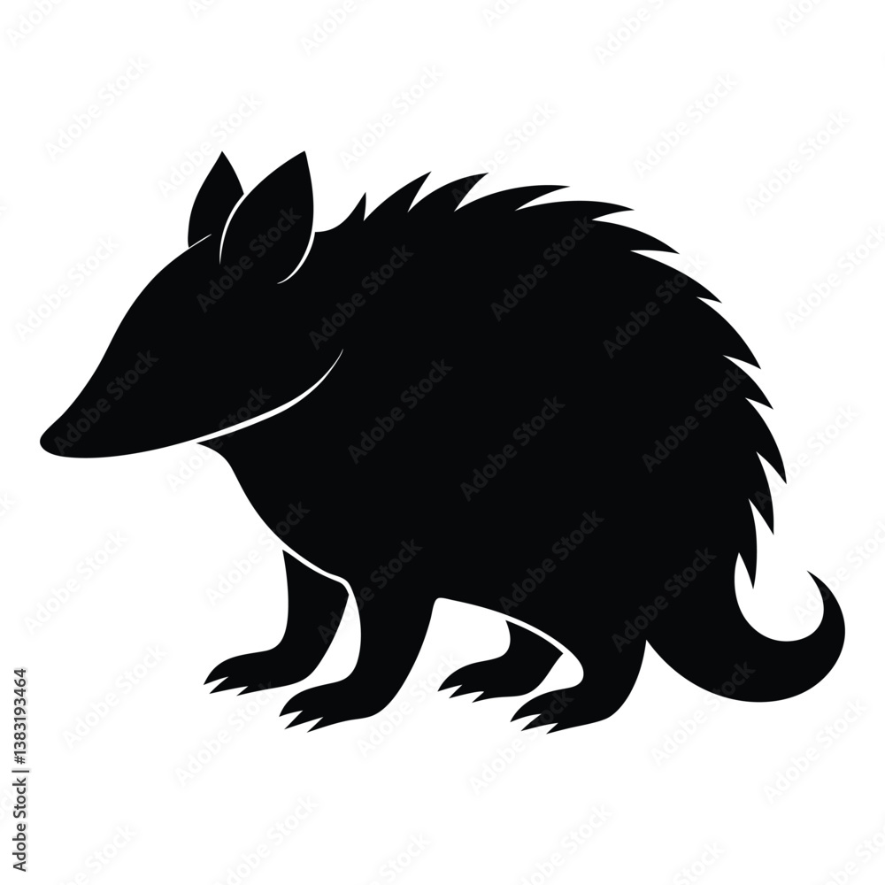 Black silhouette Tenrec with white background Black silhouette Tenrec with white background