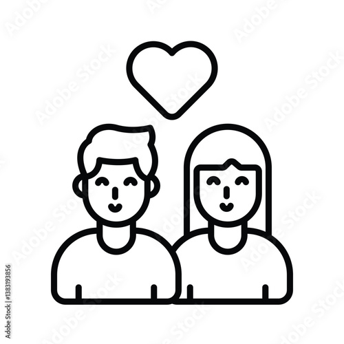 Modern icon of couple love designed in outline style