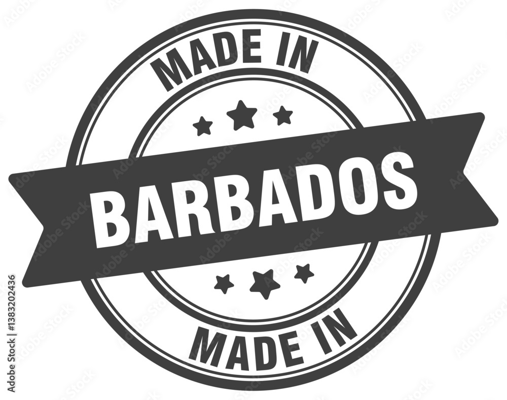 Obraz premium Made in Barbados round sign. Made in Barbados stamp.