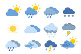 weather icons set on transparent background 