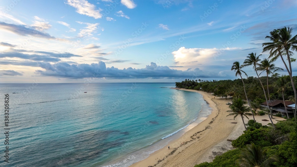 Blue Beautiful Beach Skyline with Sea and Ocean View – Scenic Coastal Landscape Blue Beautiful Beach Skyline with Sea and Ocean View – Scenic Coastal Landscape