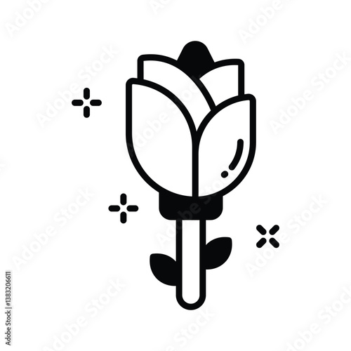 Check out out premium glyph style icon of valentine rose