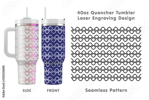 Seamless laser engraving design for 40oz tumbler. Abstract tileable pattern. Full tumbler wrap. Vector illustration.