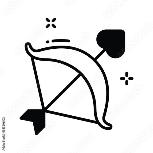 A captivating glyph style icon of cupid bow arrow