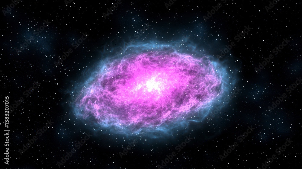 Pink And Blue Nebula In Dark Space With Bright Core Pink And Blue Nebula In Dark Space With Bright Core