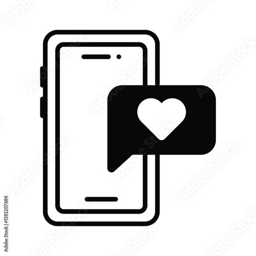An amazingly designed glyph style icon of love chat