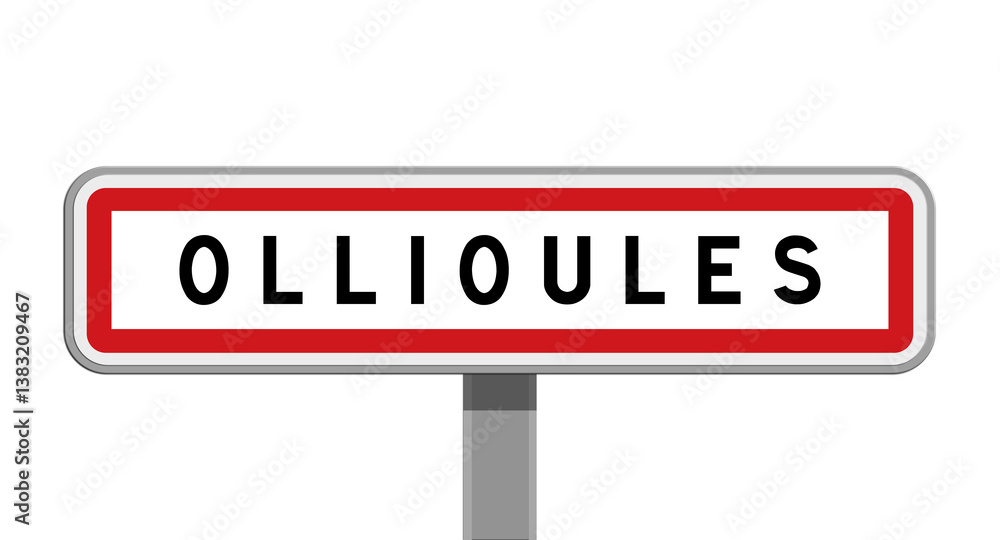 Panneau sur poteau central d'Ollioules, Var, Provence-Alpes-Côte d'Azur Panneau sur poteau central d'Ollioules, Var, Provence-Alpes-Côte d'Azur