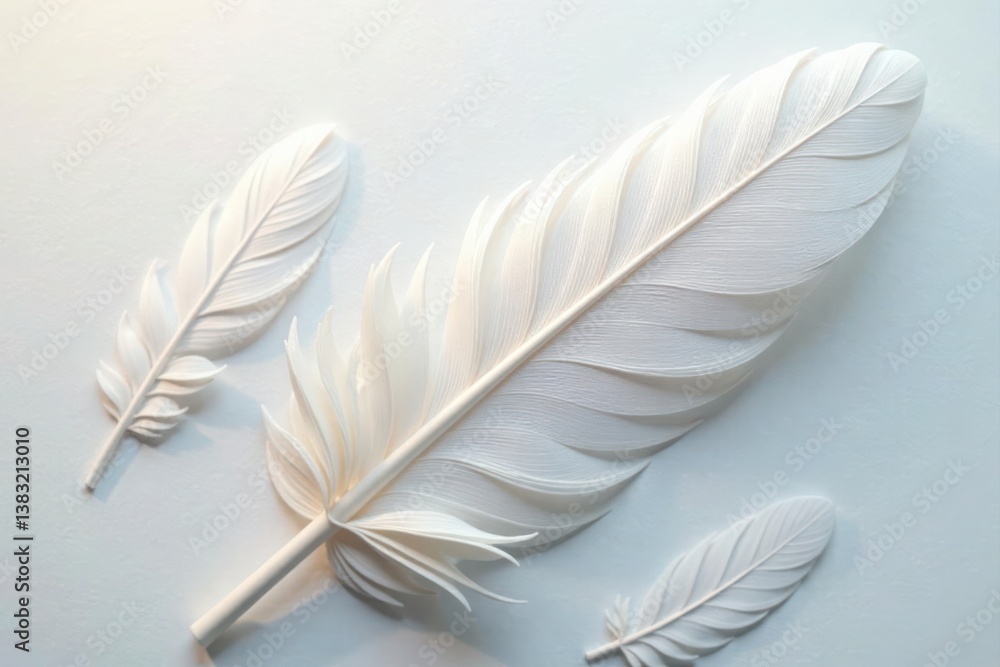 Obraz premium Delicate white feather texture, intricate pattern , surface, winter