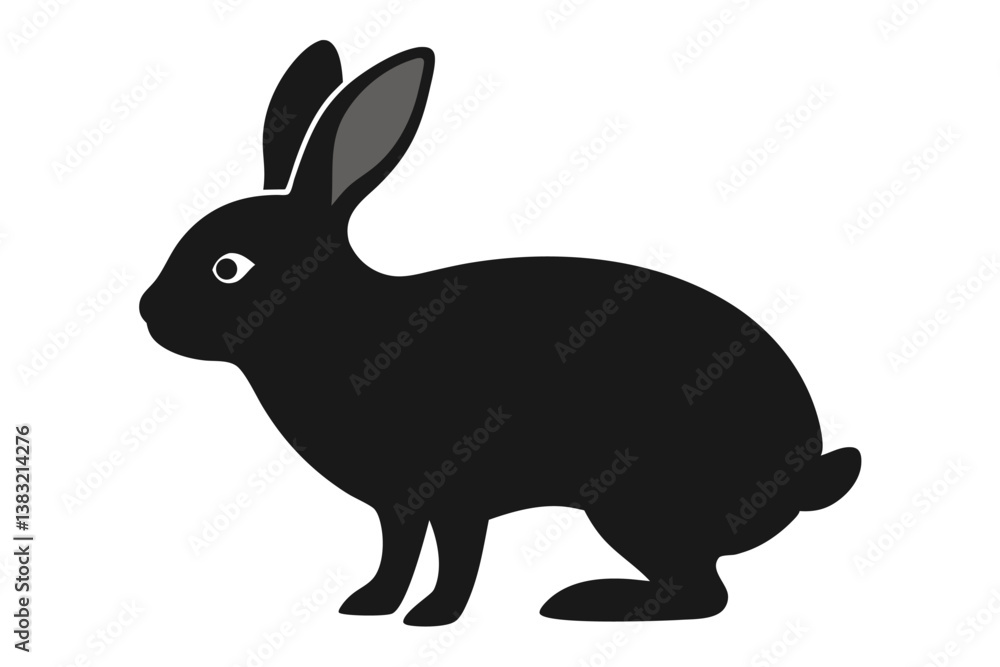 Obraz premium black rabbit on white background