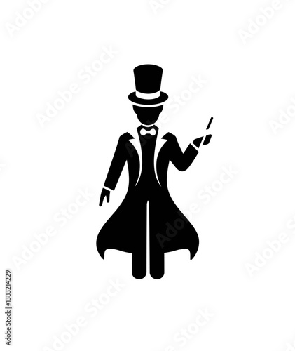 Magician icon vector in black color with white background