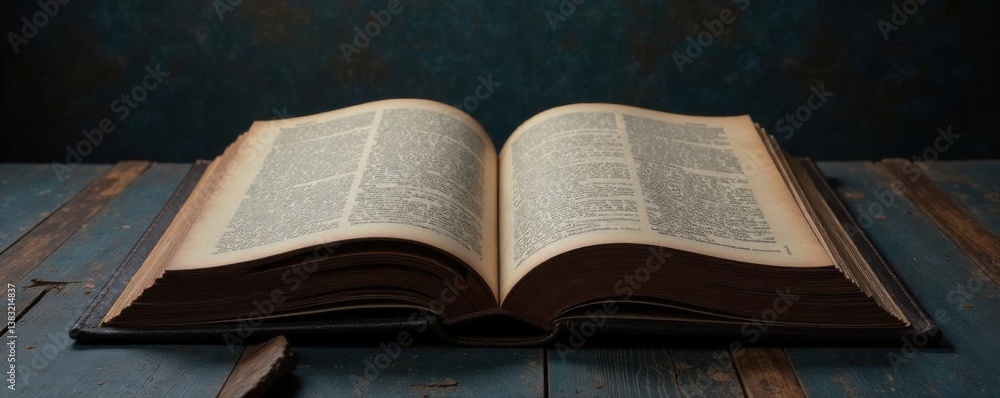 Fototapeta premium Black leather cover with blank pages, vertical display, interior design element, wall decoration