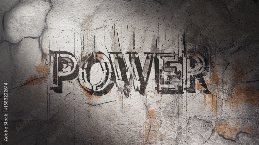 Graffiti art on a dirty wall with the phrase 'word power' written in bold letters
