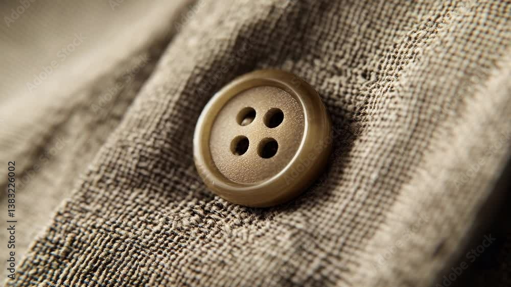 Close up of stylish button on textured fabric showcasing beauty, fashion, and sustainability in textile design and detail. Close up of stylish button on textured fabric showcasing beauty, fashion, and sustainability in textile design and detail.