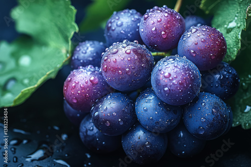 Wallpaper Mural Bunch of grapes with water droplets on them. The grapes are purple and the water droplets are clear Torontodigital.ca