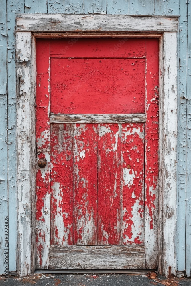 Weathered Red Doorway with Peeling Paint Capturing Rustic Charm and Architectural Detail in a Vintage Style Weathered Red Doorway with Peeling Paint Capturing Rustic Charm and Architectural Detail in a Vintage Style