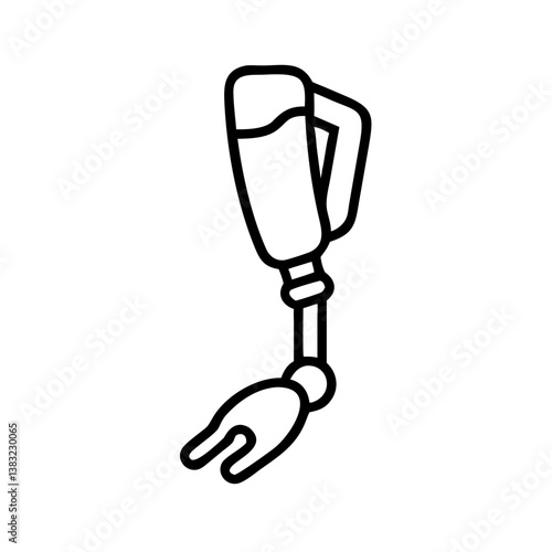 Prosthetic arm symbol, representing advanced medical technology for limb replacement and rehabilitation