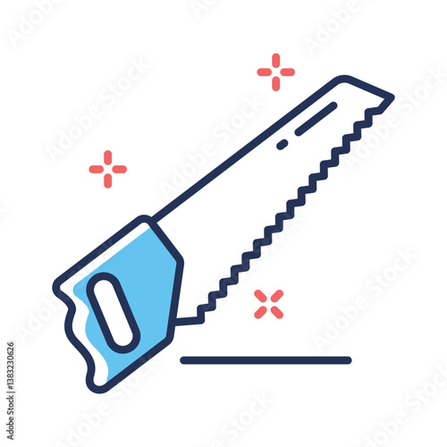 Easy to edit line style icon depicting hand manual saw