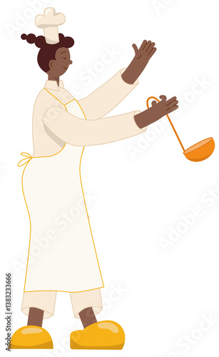 Professional cook, chef at work, cooking food, preparing dishes in restaurant kitchen, preparation process for design template menu or decoration.