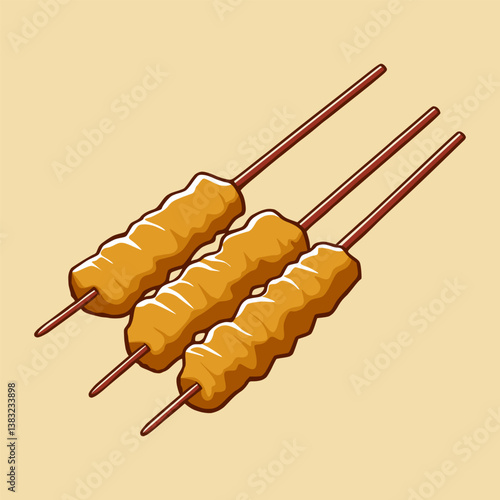 Illustration of 3 skewers in Cartoon Style